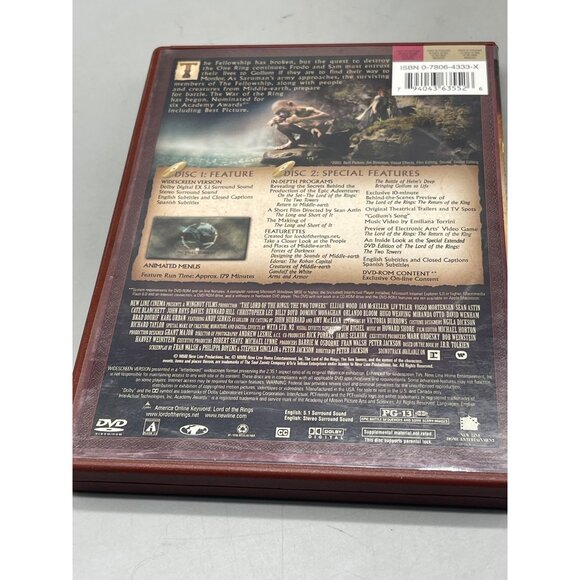The Lord of the Rings The Two Towers DVD 2 disc set 2002 READ - Picture 2 of 4